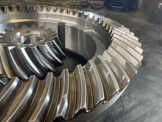 Custom Large Module Casting Steel Bevel Gear Crusher Gear Kapasitas Torsi Tinggi